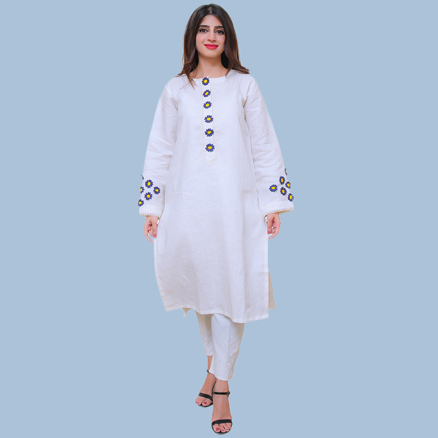 hgk23-04white-01 Daily Wear Kurti | HG Khattak